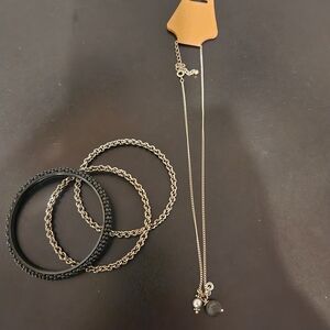 Elegant Silver and Black Jewelry Set